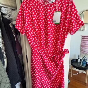 & Other Stories red sheath wrap dress sz 12